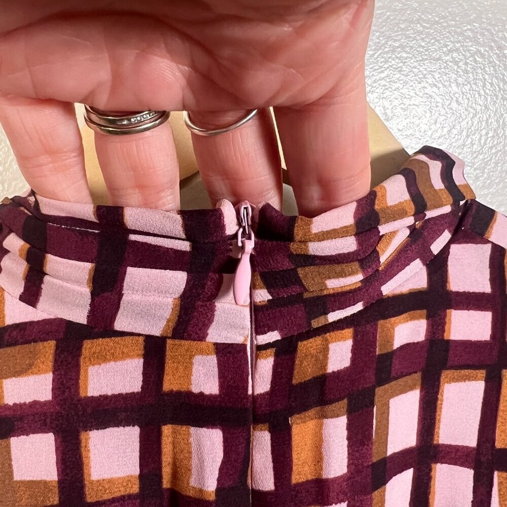 Gal Meets Glam Lindsey Windowpane Dress Size 0 Tie Neck Twee Work Office Preppy - Picture 11 of 12